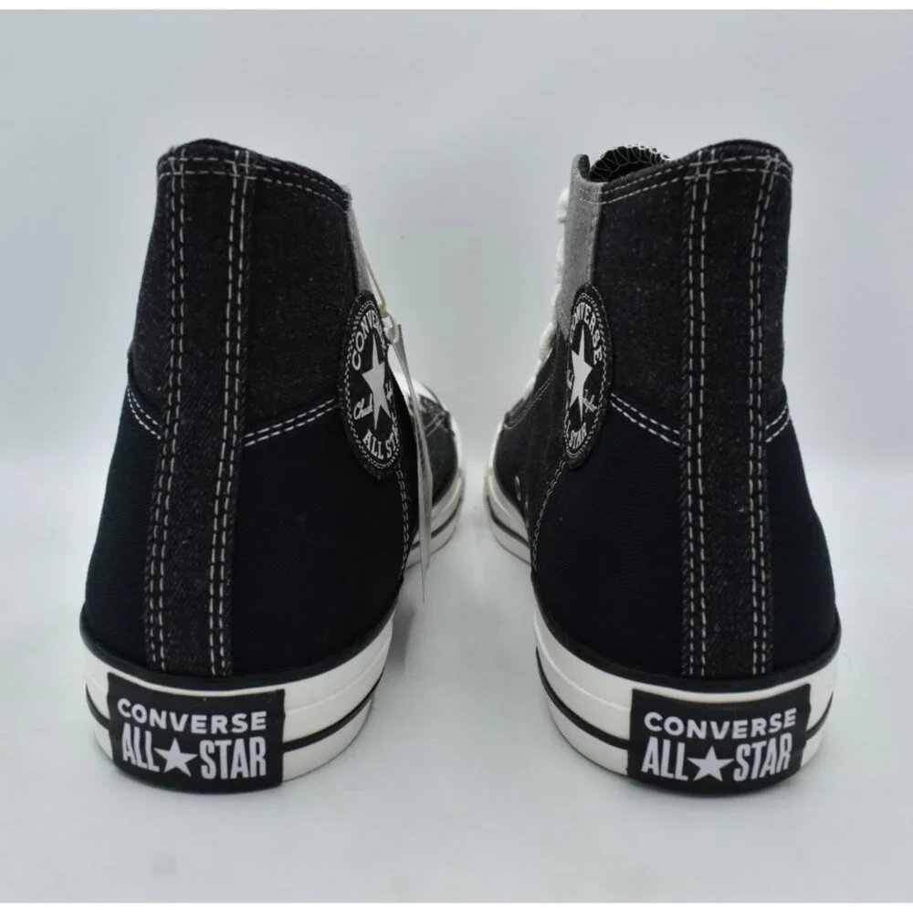 Converse Mens 12 Chuck‎ Taylor All Star Black Grey Patchwork High Top Sneakers